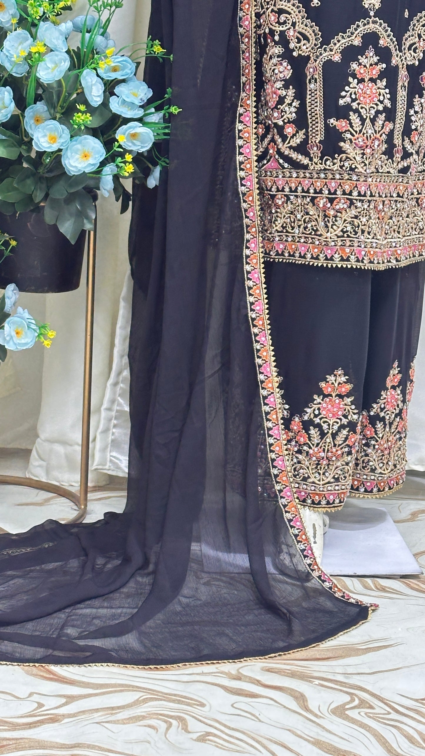 SG1623 Chiffon Mother & Daugther Black