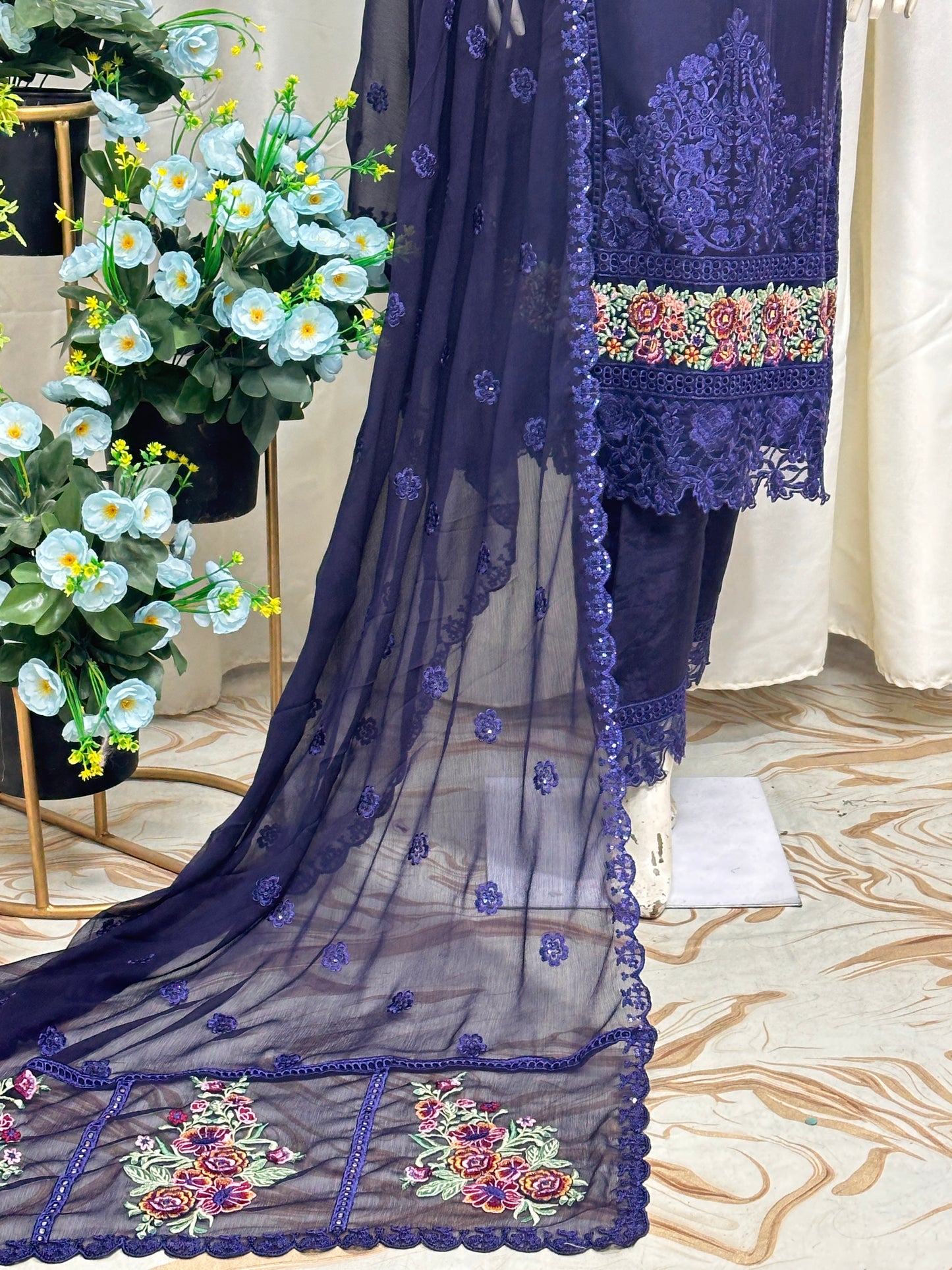 SG001 Chiffon Navy Blue
