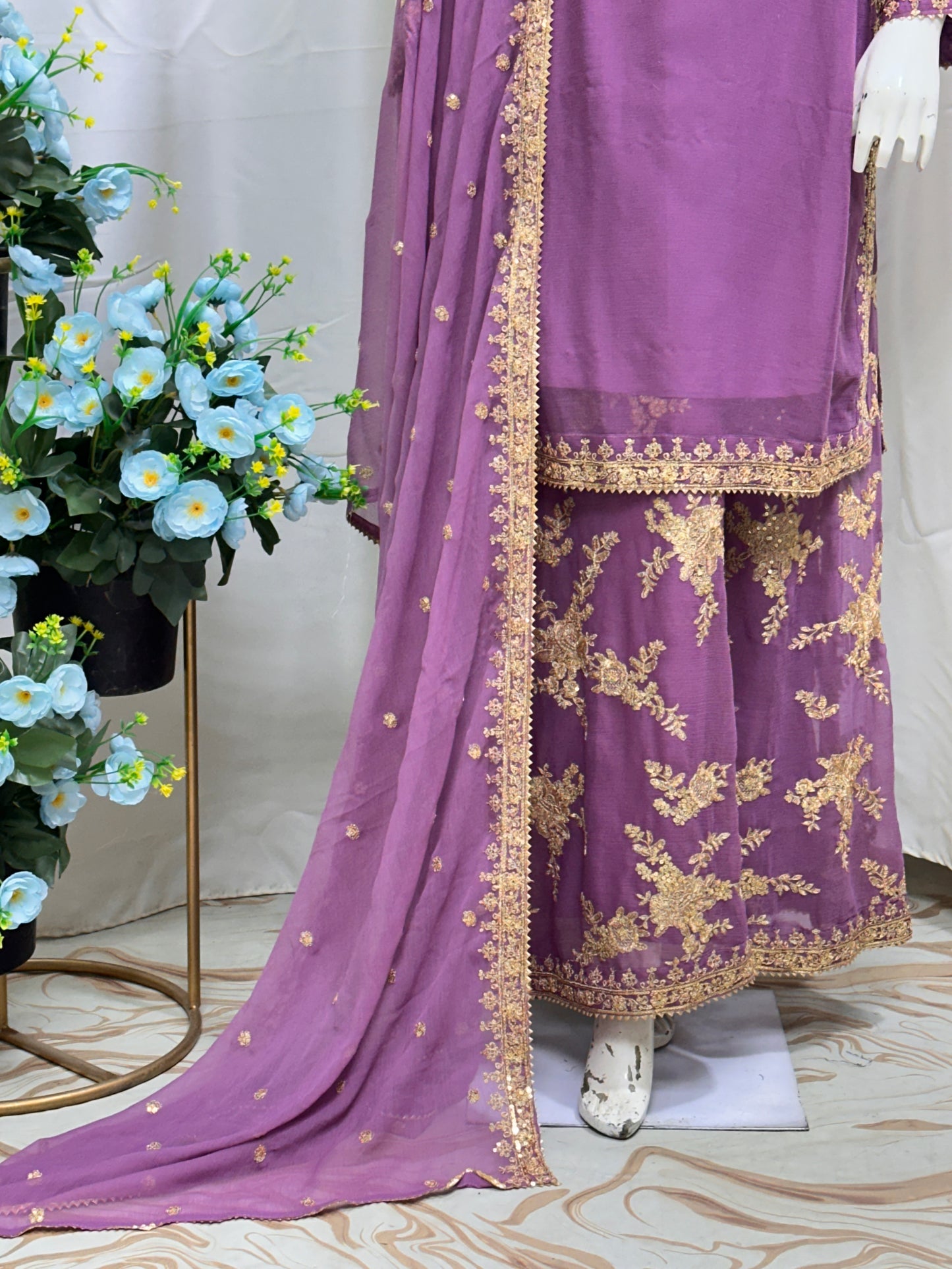 SG1807 Chiffon Palazzo Lite Plum