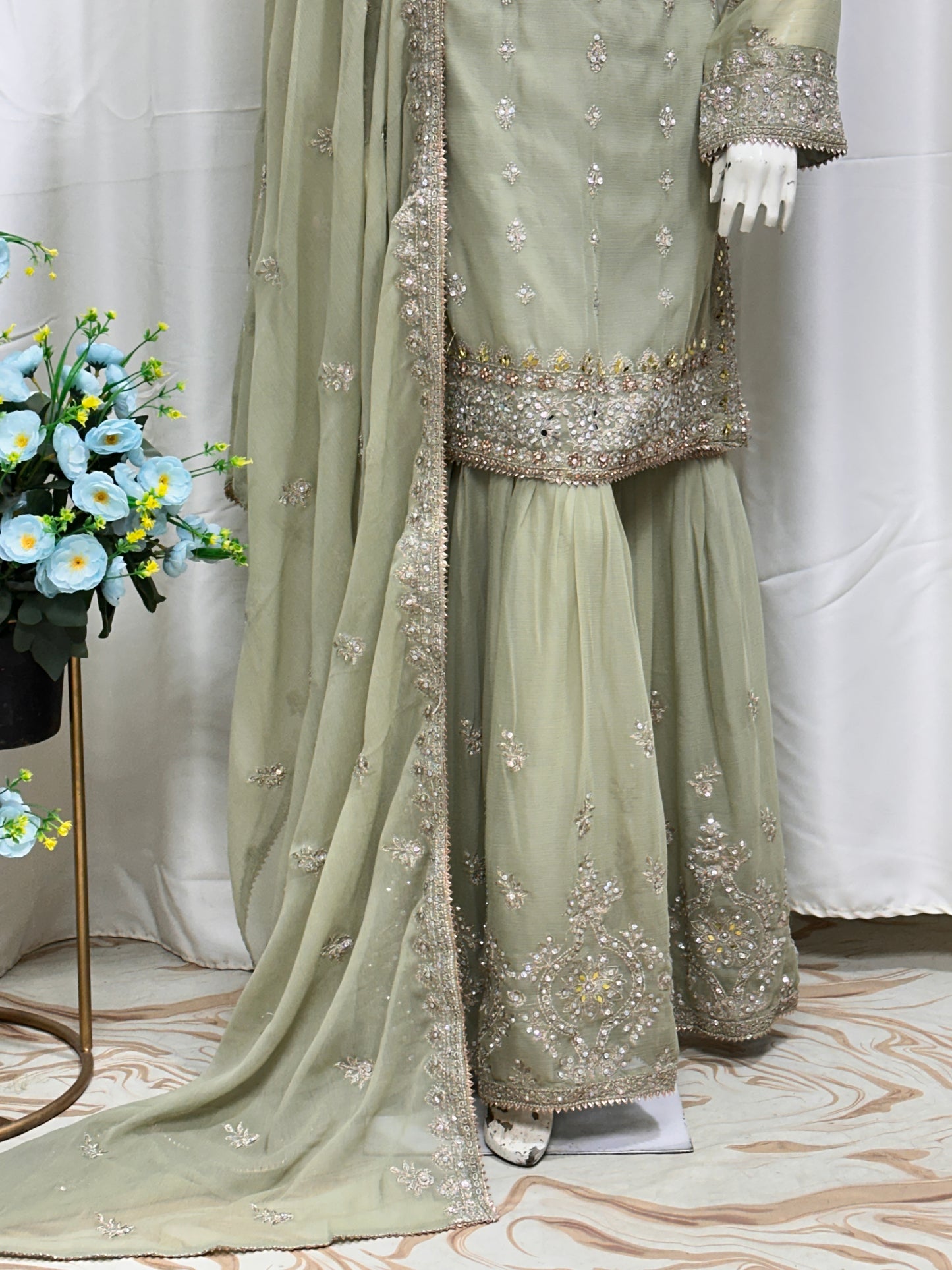 SG2188 Chiffon Gharara Lvory