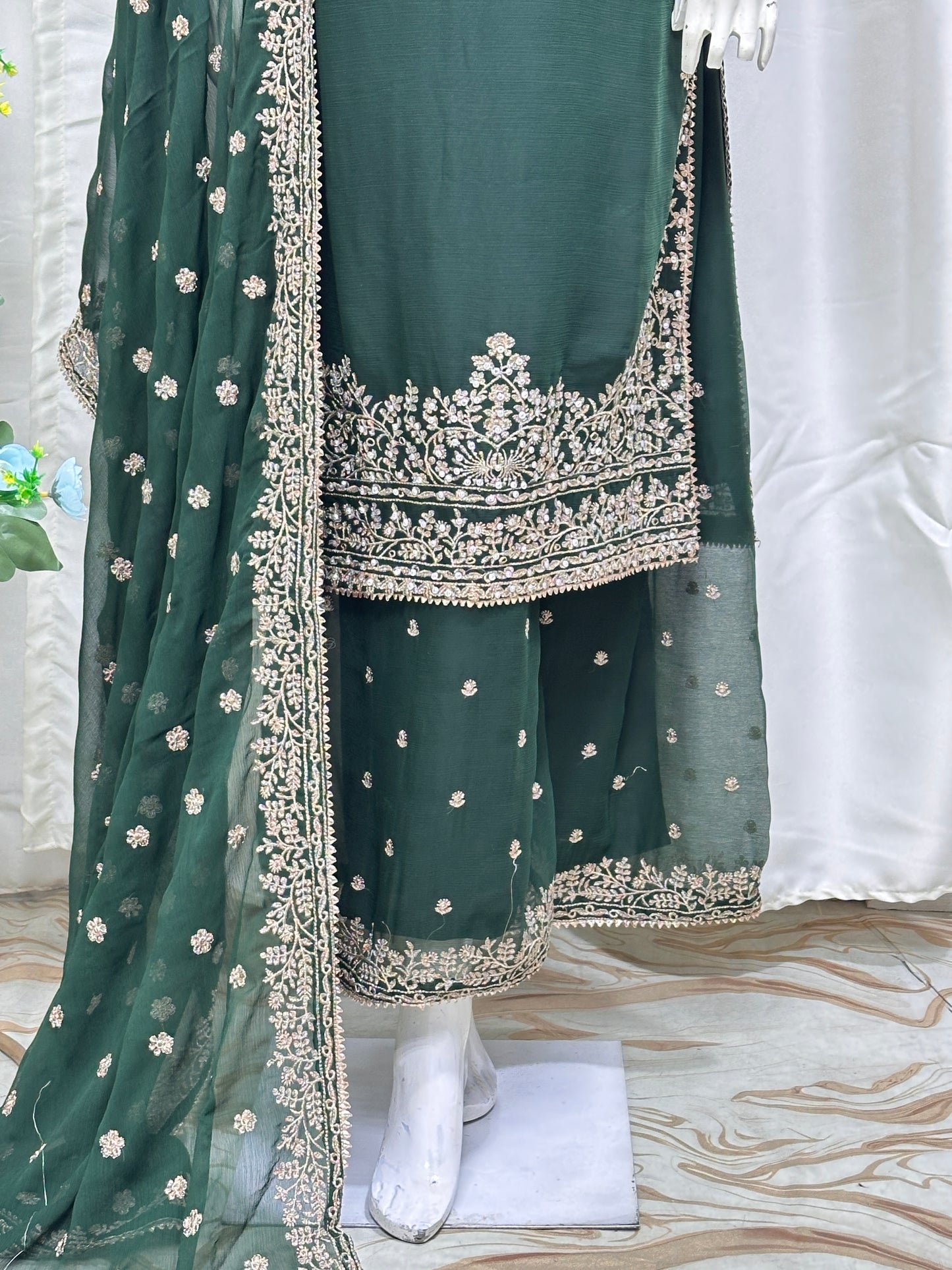 SG2266 Chiffon Palazzo Mother & Daugther Green