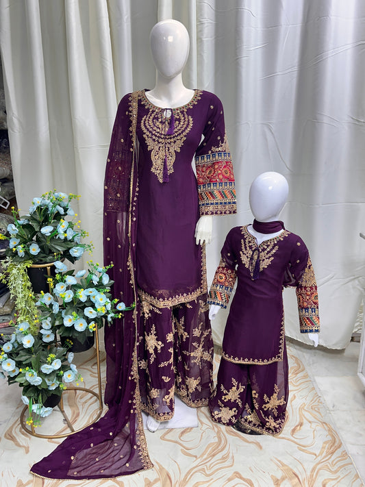 SG1807 Chiffon Palazzo Mummy & Me Purple