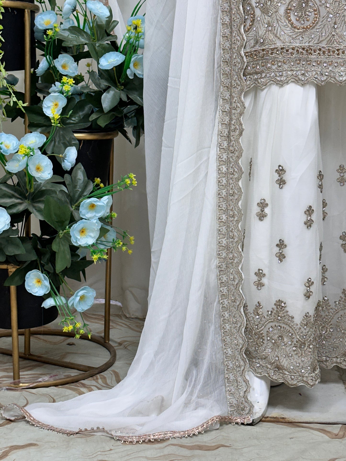 SG2189 Chiffon Gharara White