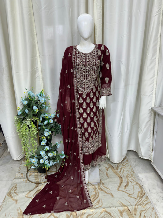 SG1738 Chiffon Mehroon