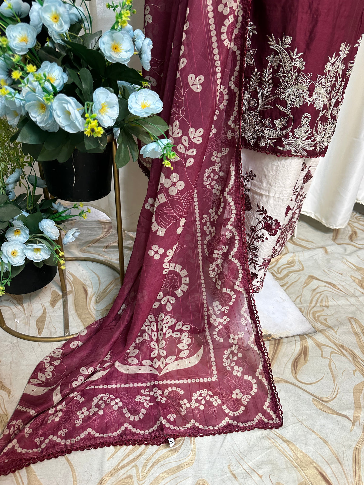 SG1107 Viscose Palazzo Mehroon