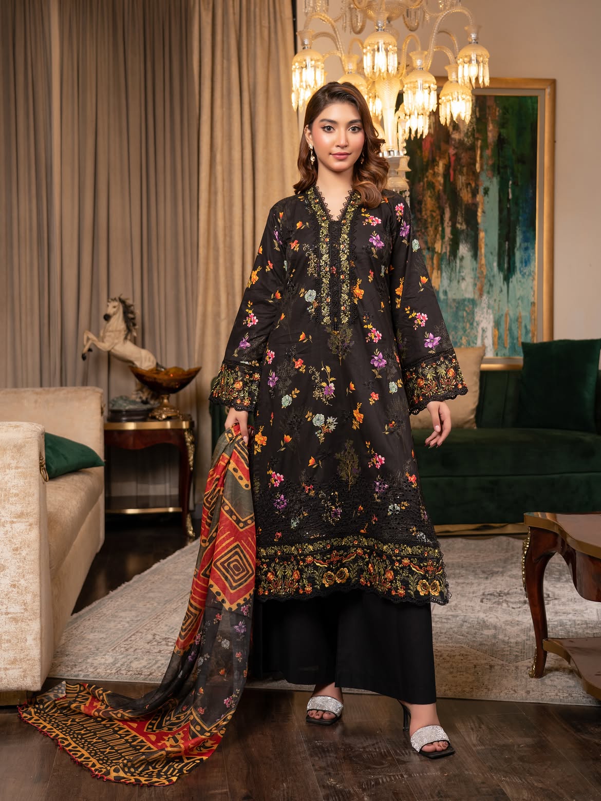 Munira Lawn Shirt Black