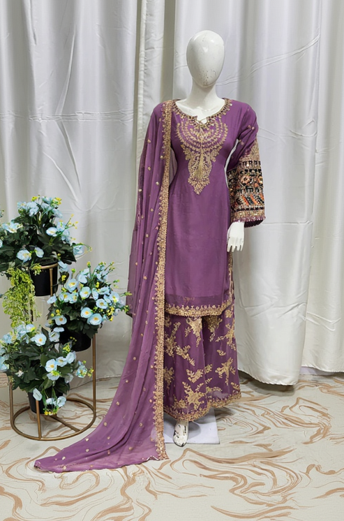 SG1807 Chiffon Palazzo Lite Plum