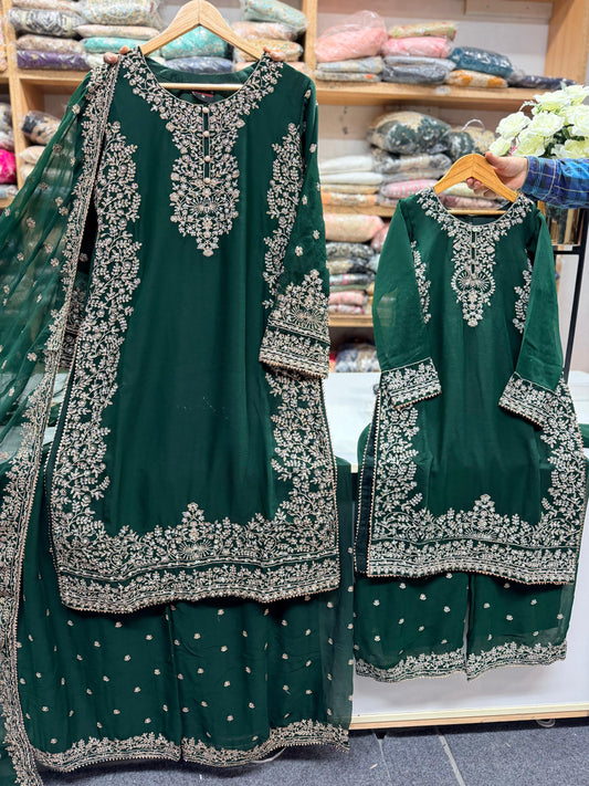 SG2266 Chiffon Palazzo Mother & Daugther Green