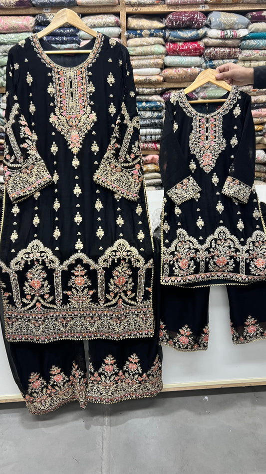 SG1623 Chiffon Mother & Daugther Black