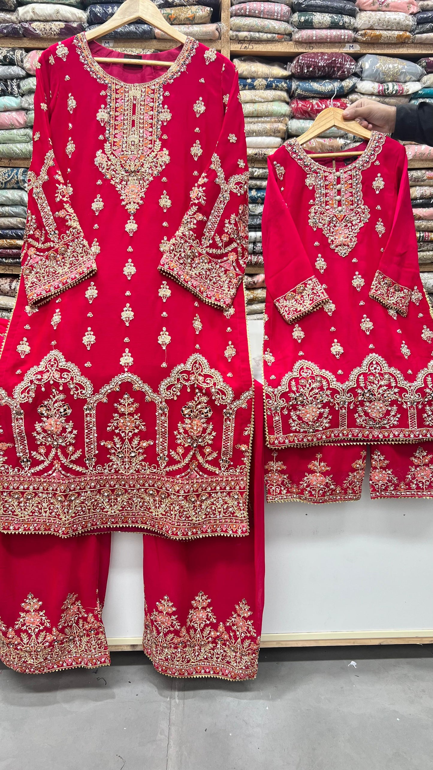 SG1623 Chiffon Mother & Daugther Hot pink