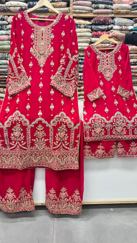 SG1623 Chiffon Mother & Daugther Hot pink