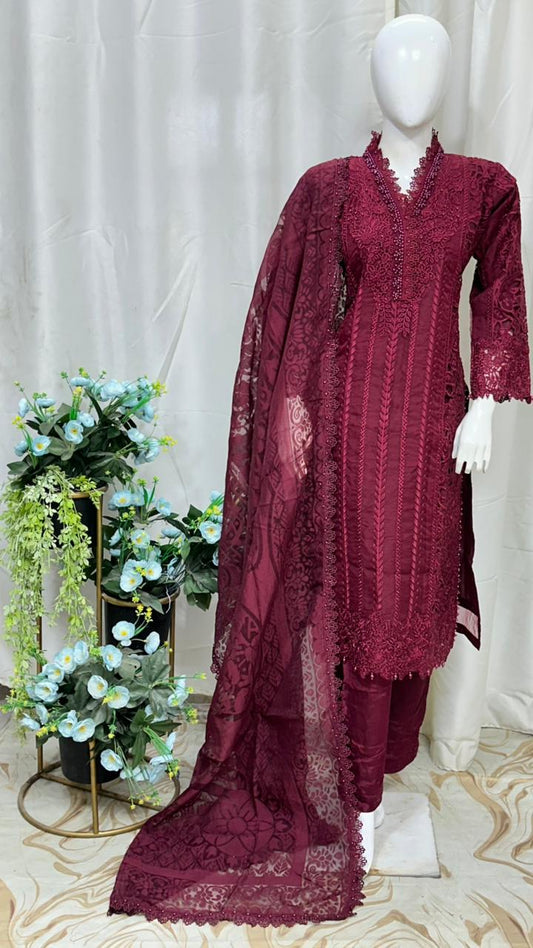 SG2573 Organza Mehroon