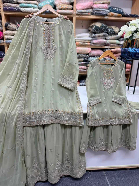 SG2188 Chiffon Gharara Mother & Daugther Levory