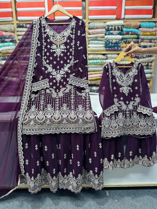 SG2189 Chiffon Gharara Purple