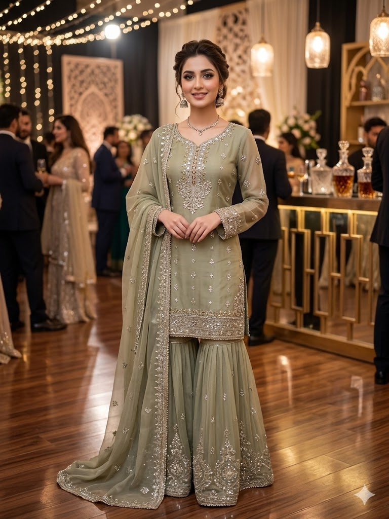 SG2188 Chiffon Gharara Lvory