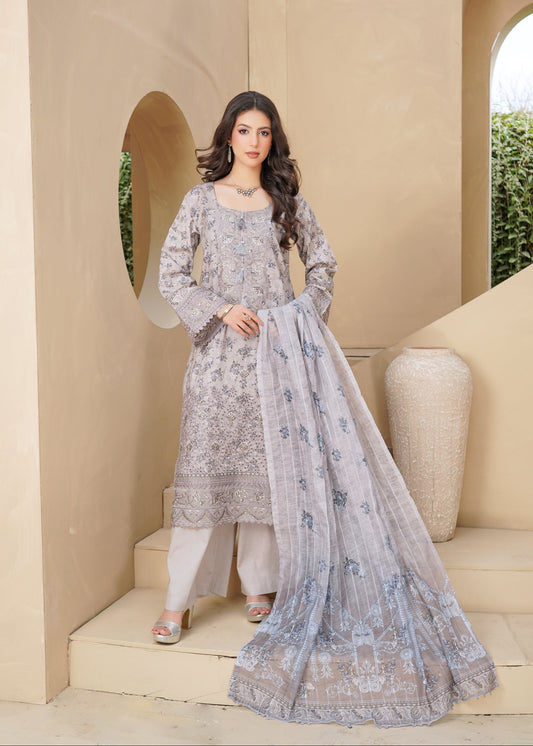 SG2401  Munira Noor vol Lawn Dark Gray