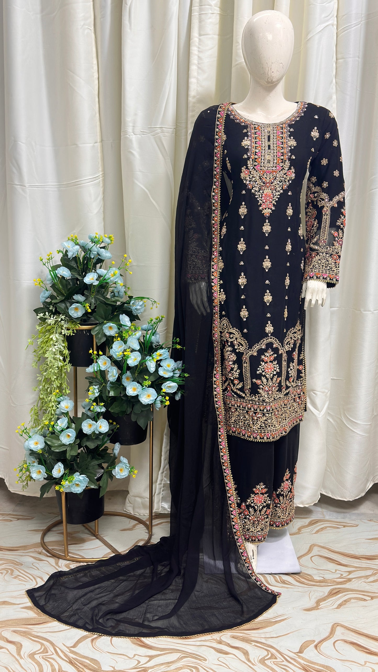 SG1623 Chiffon Mother & Daugther Black