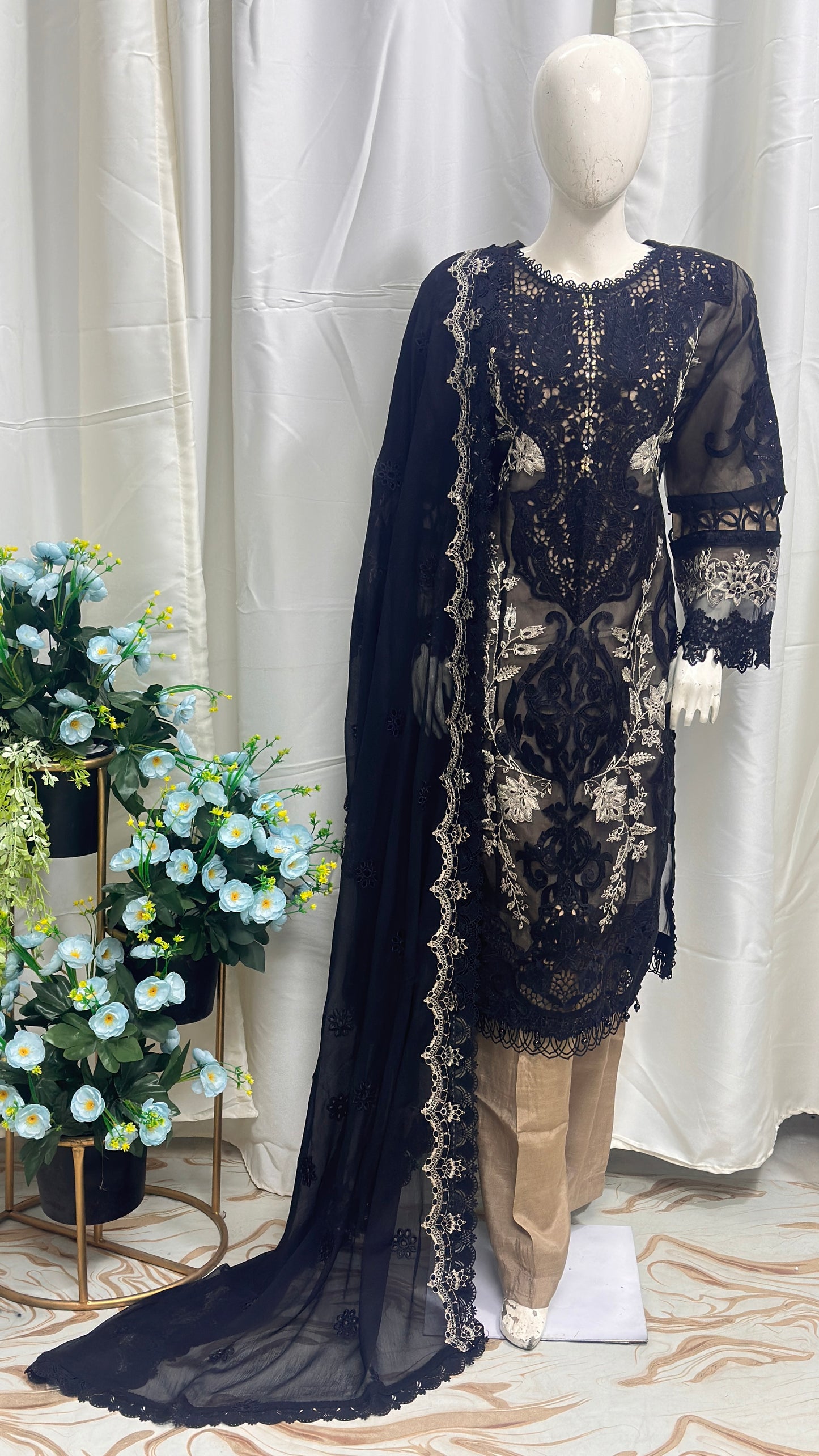 B1820 Maria B. Organza Black