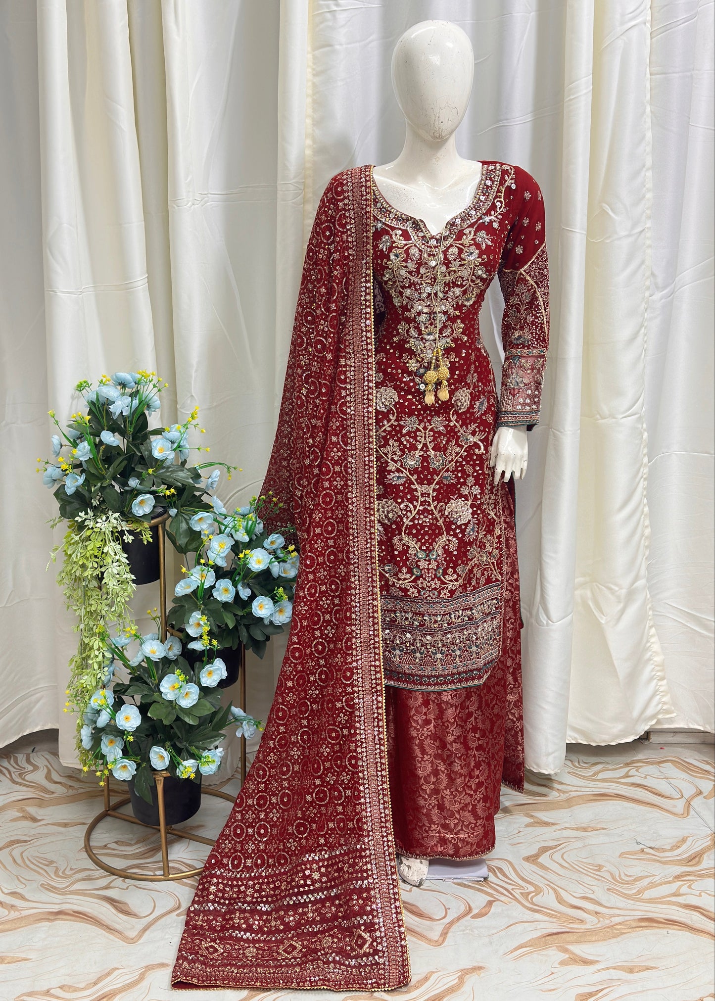 B1810 Chiffon Mehroon