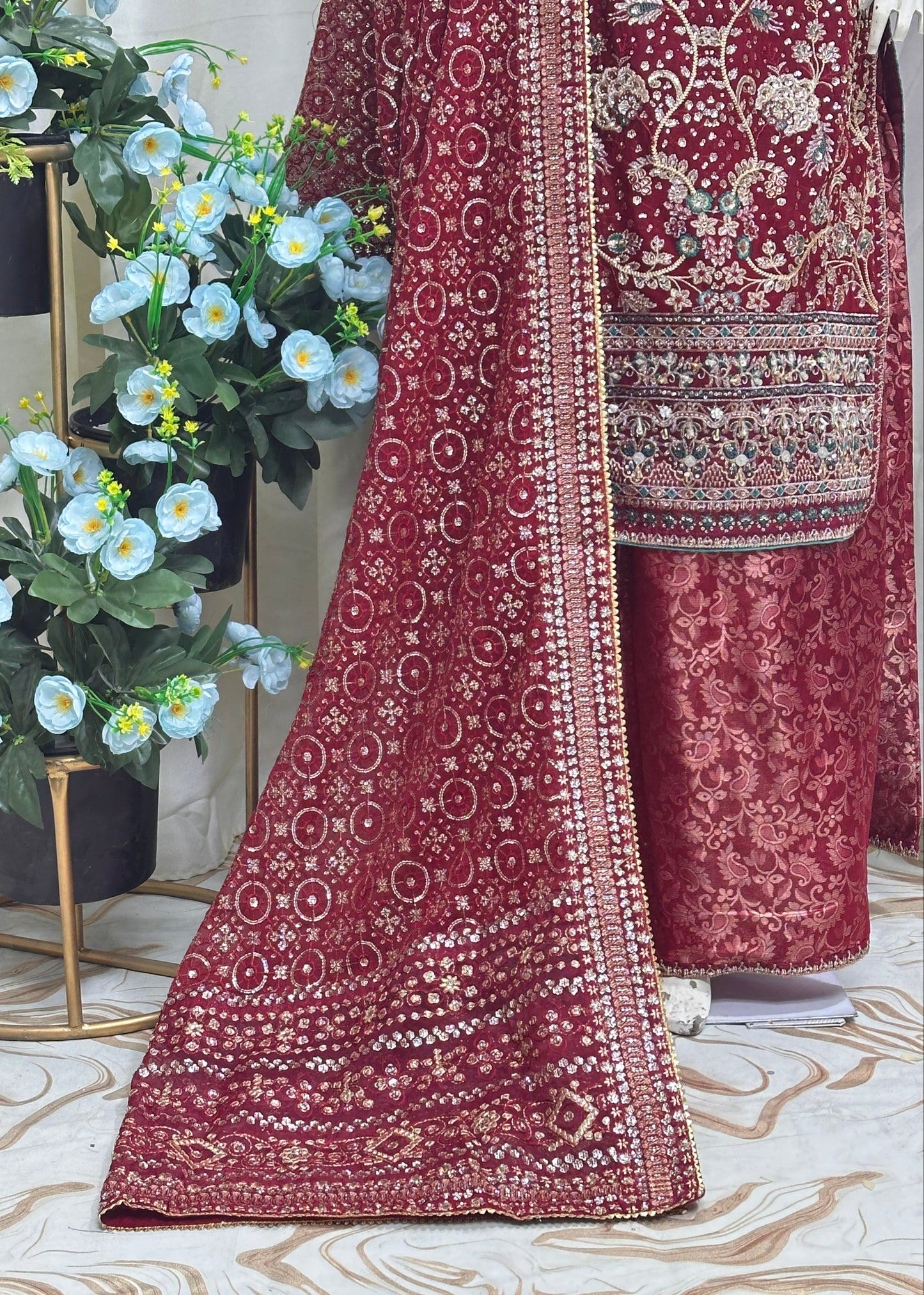 B1810 Chiffon Mehroon