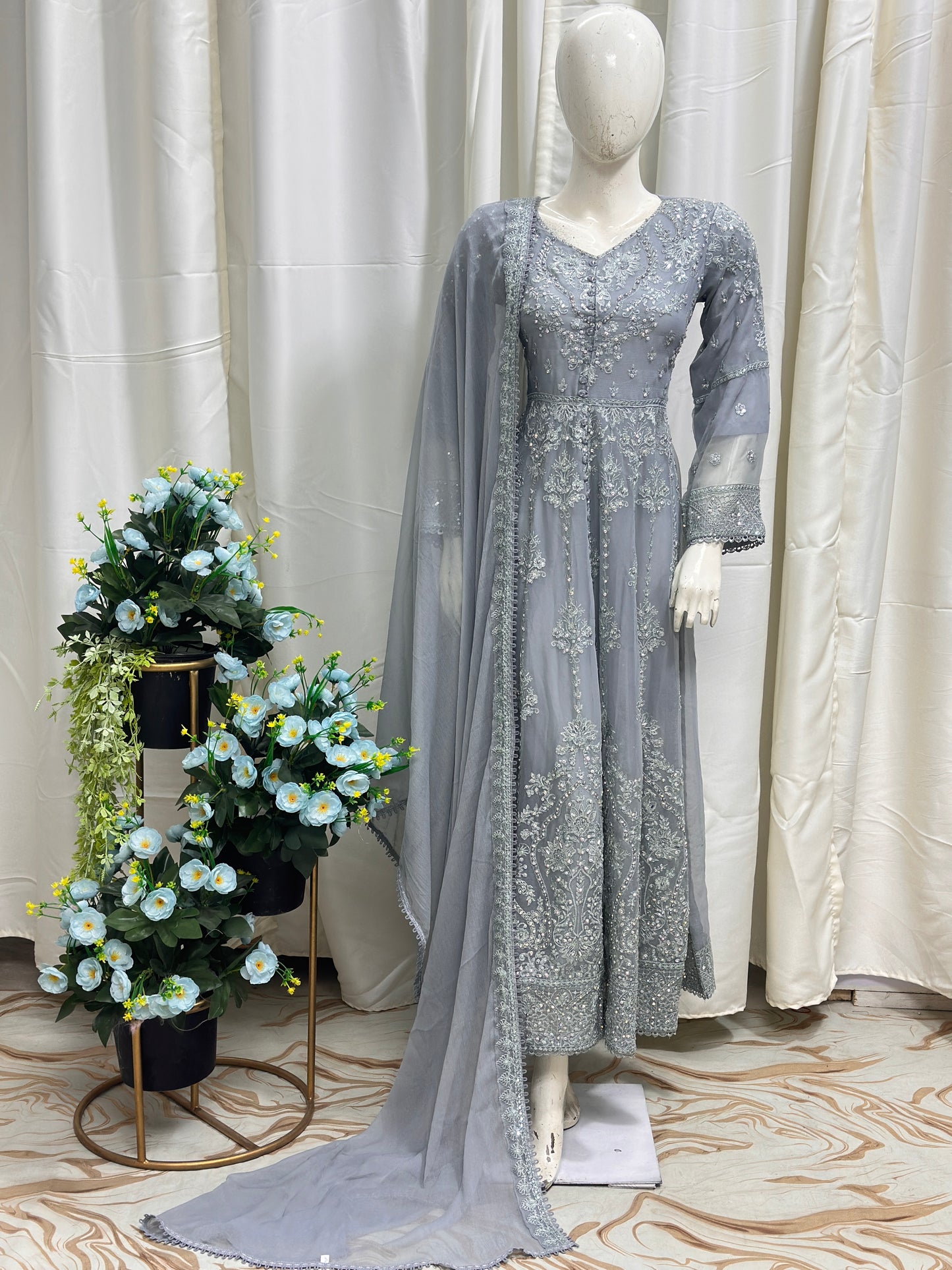 SG1497 Frock Chiffon Gray