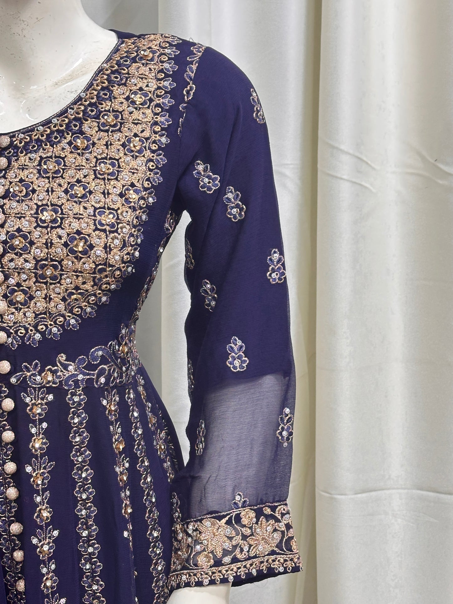 SG1778 Frock Chiffon Navy Blue