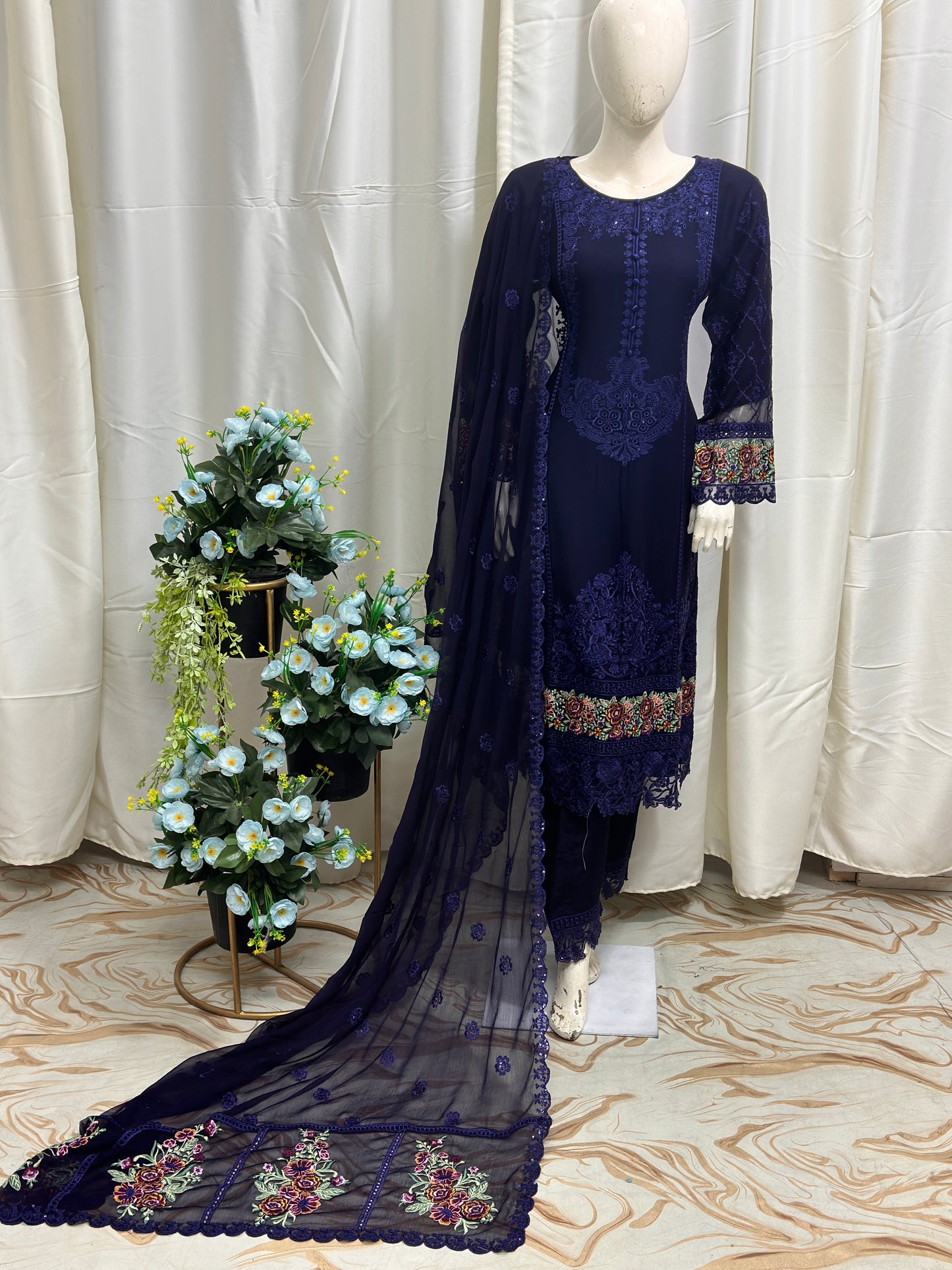 SG001 Chiffon Navy Blue
