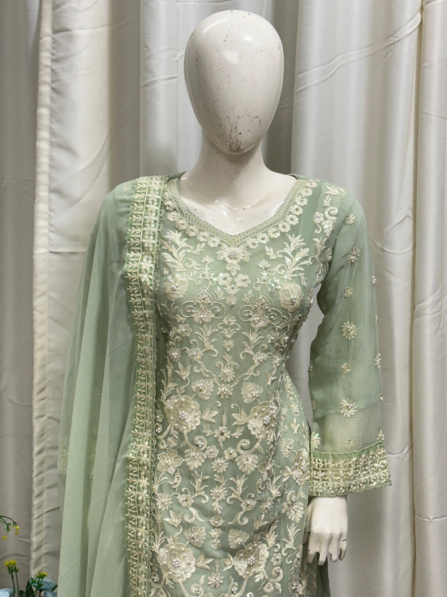 SG1846 Chiffon Short Shirt Pastel Green