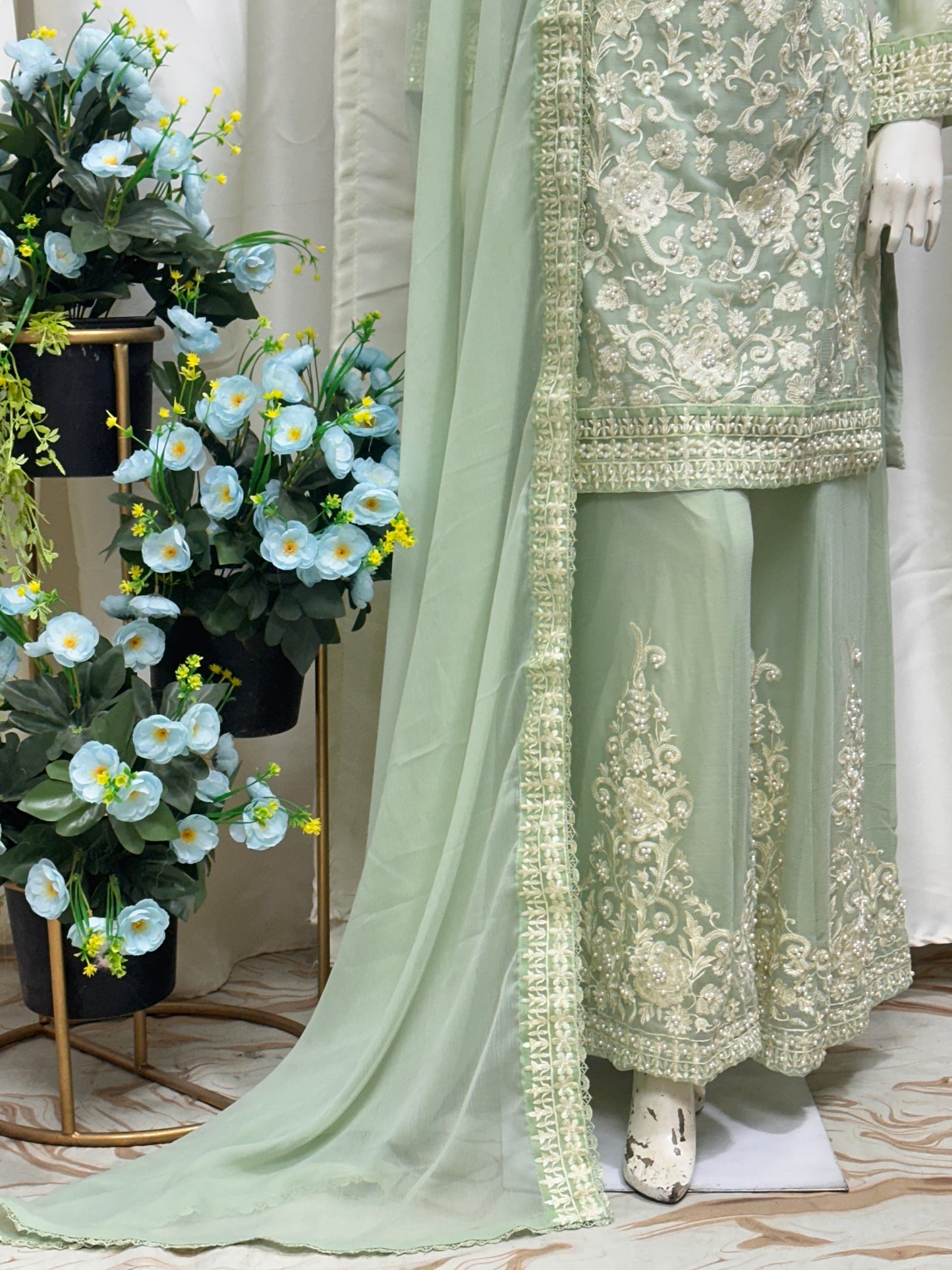 SG1846 Chiffon Short Shirt Pastel Green