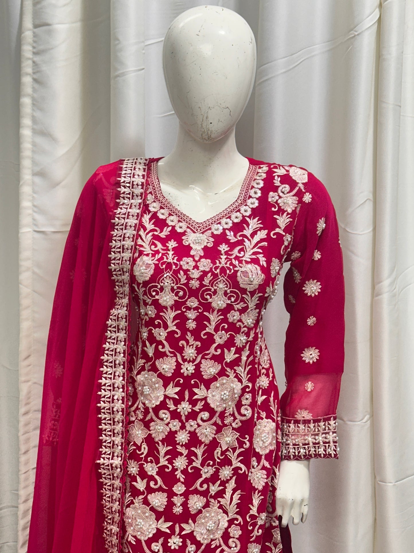 SG1846 Chiffon Short Shirt Hot Pink