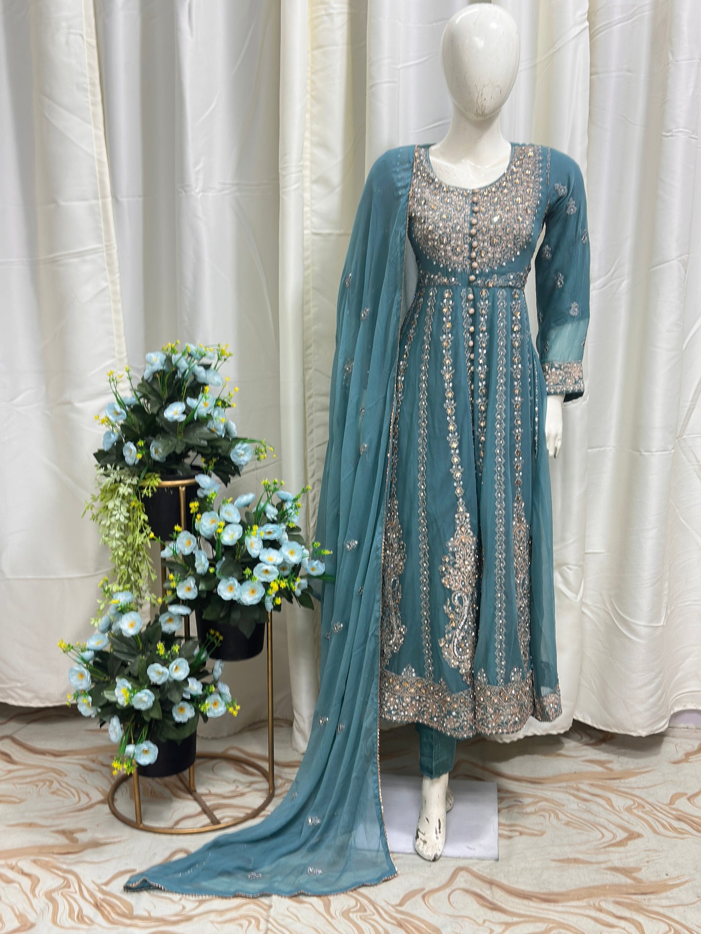 SG1778 Frock Chiffon Light Teal