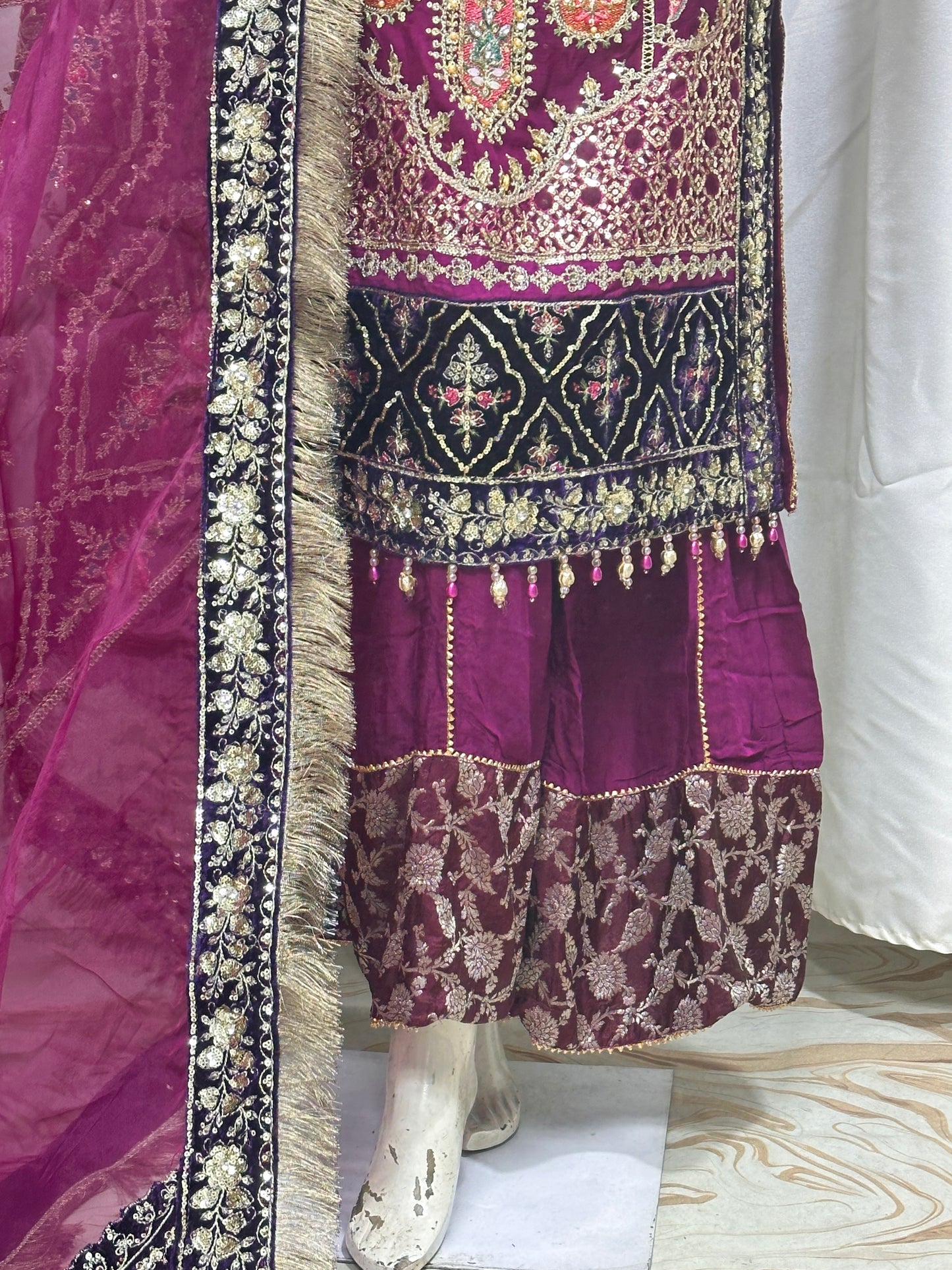 B1786 Chiffon Mehroon