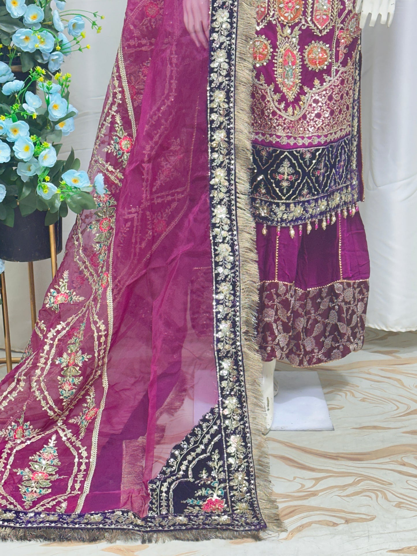 B1786 Chiffon Mehroon