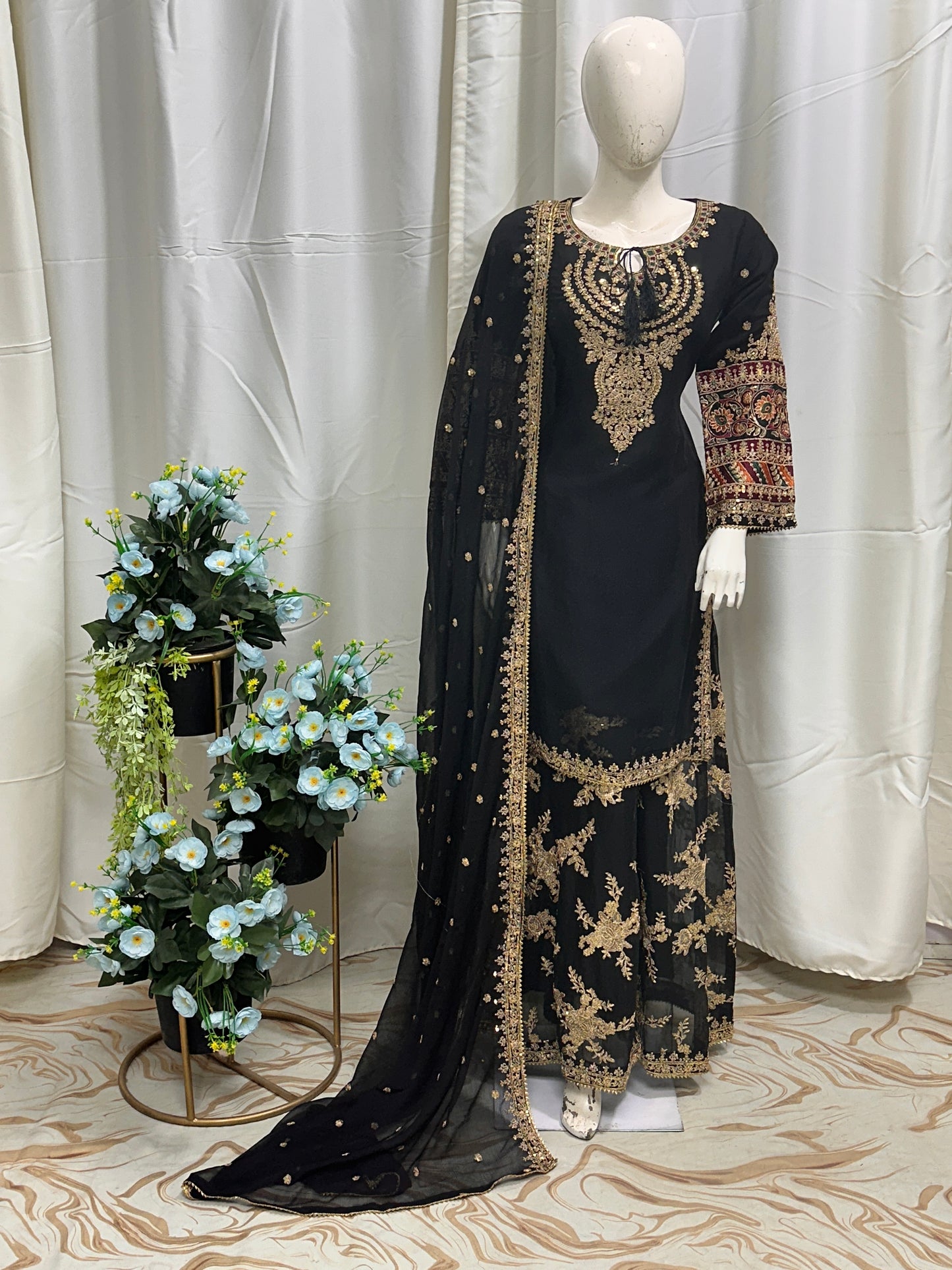 SG1807 Chiffon Palazzo Mummy & Me Black