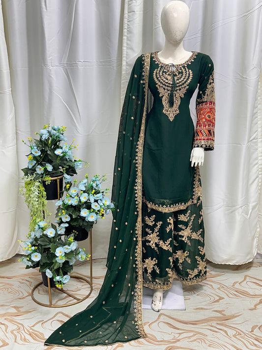 SG004 Chiffon Palazzo Mummy & Me Bottle Green