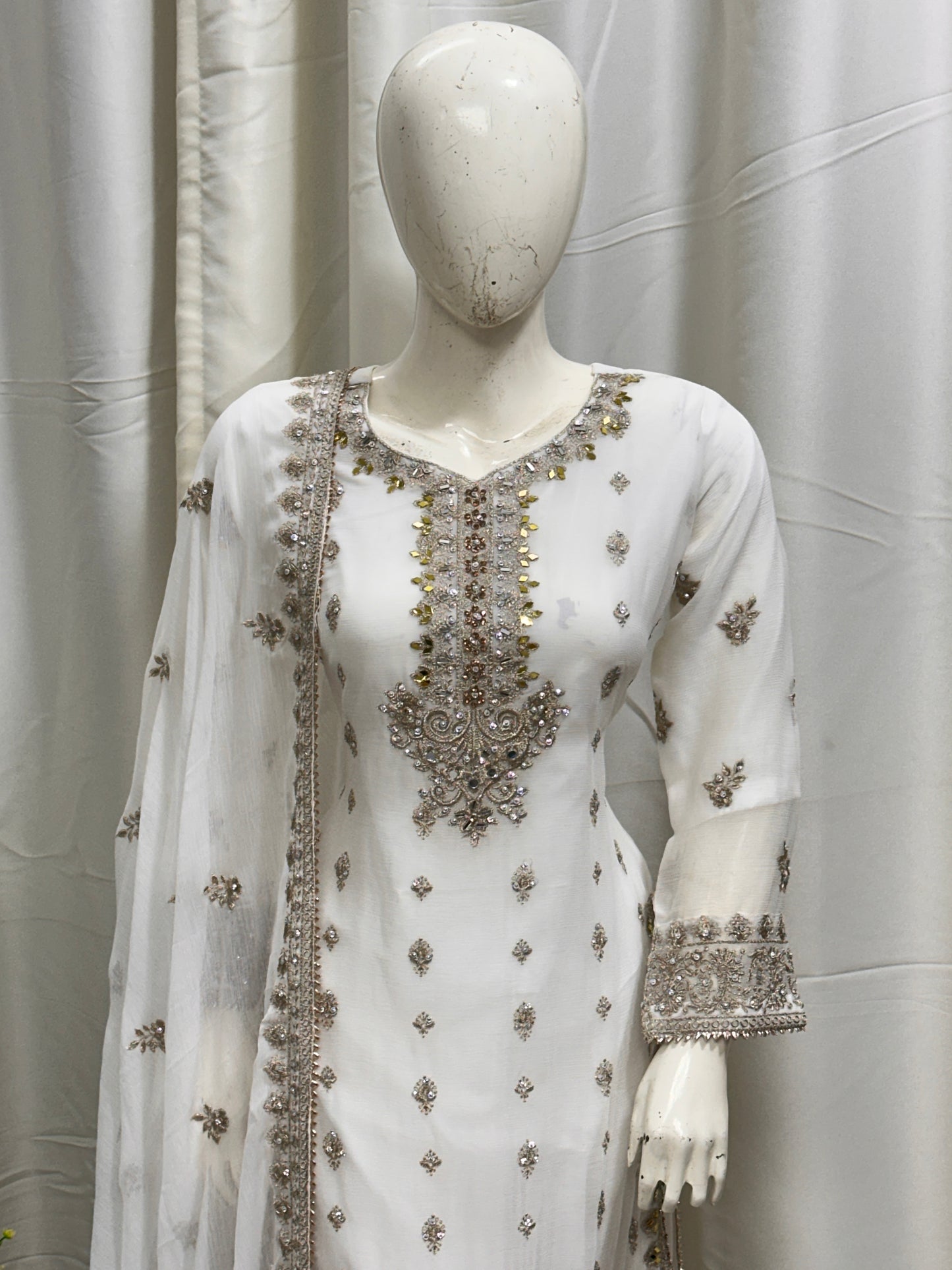 SG2188 Chiffon Gharara White