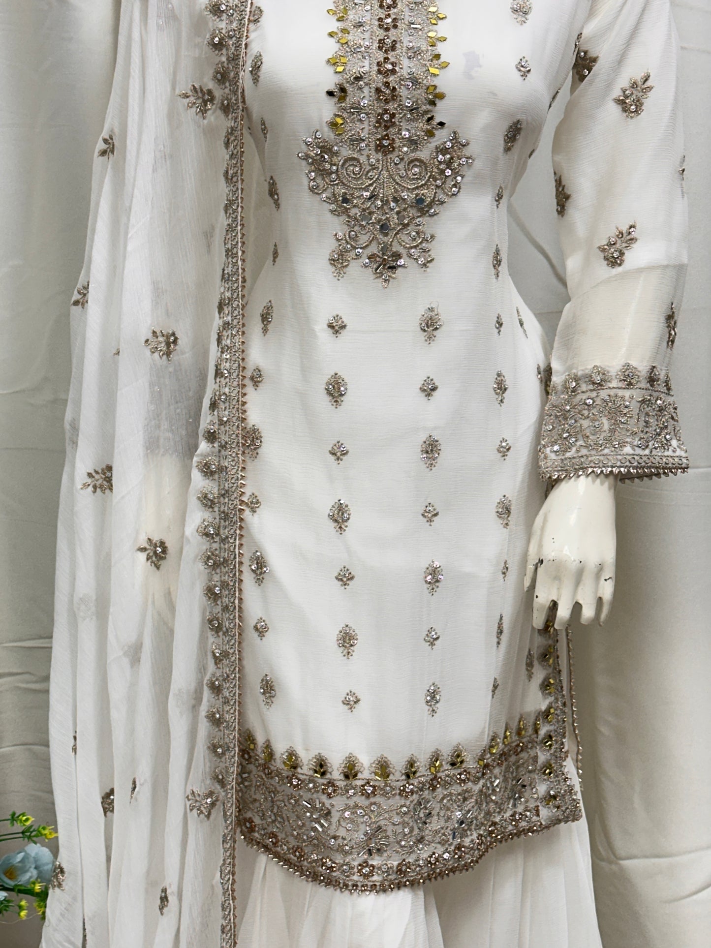 SG2188 Chiffon Gharara White