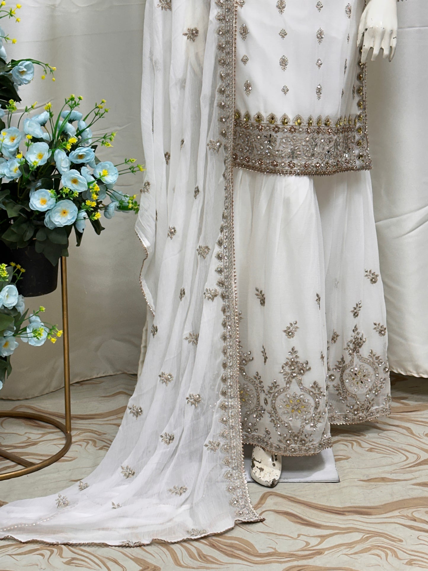 SG2188 Chiffon Gharara White