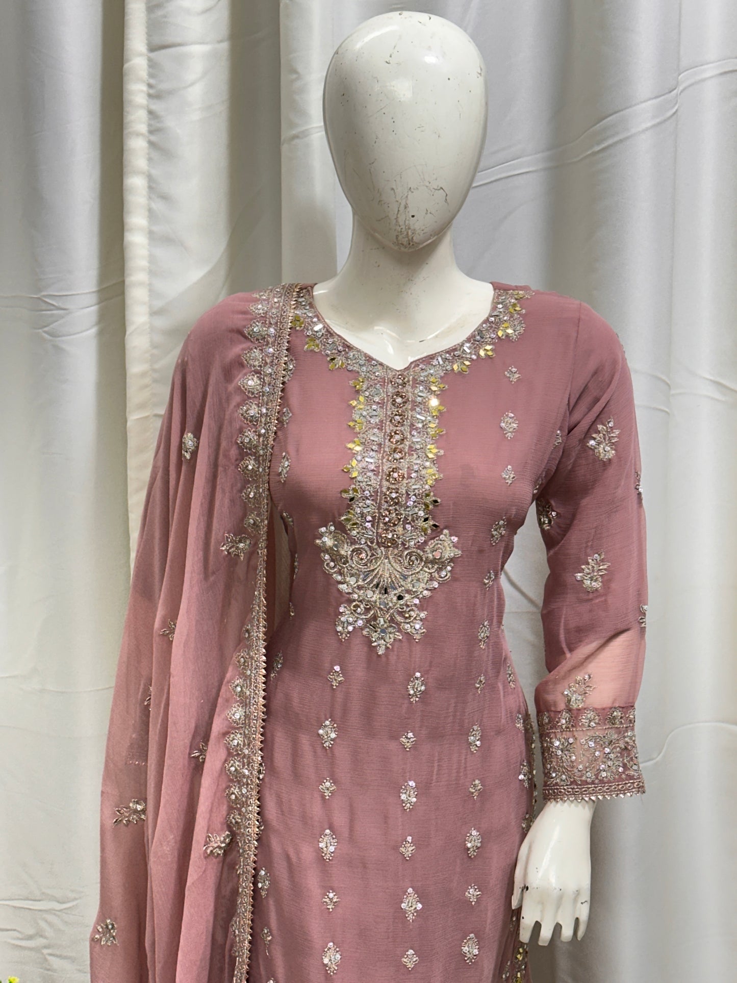 SG2188 Chiffon Gharara Rose Pink