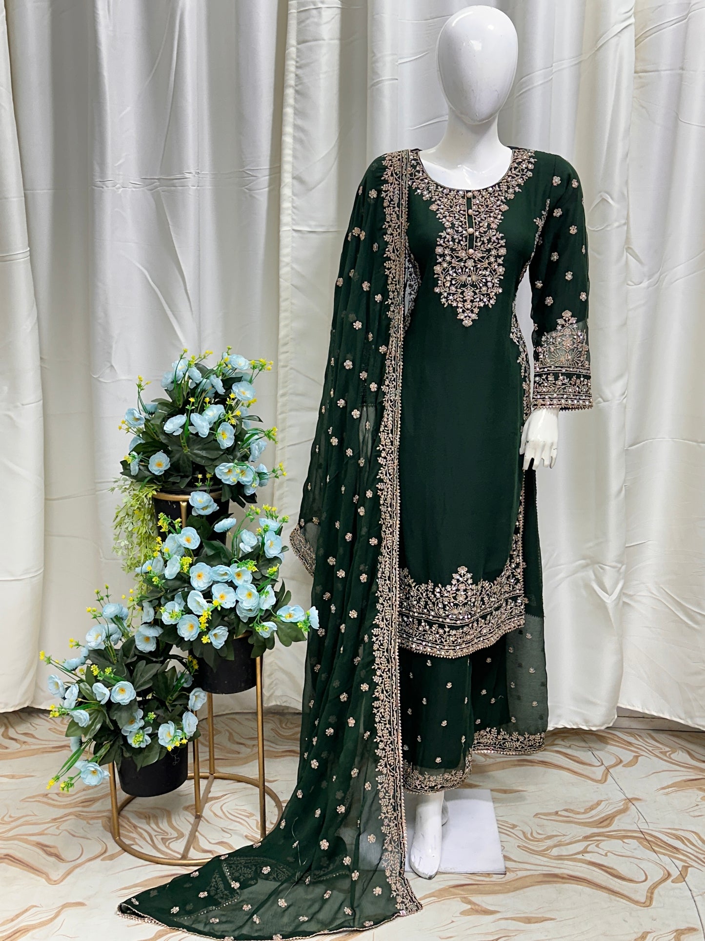 SG2266 Chiffon Palazzo Mother & Daugther Green