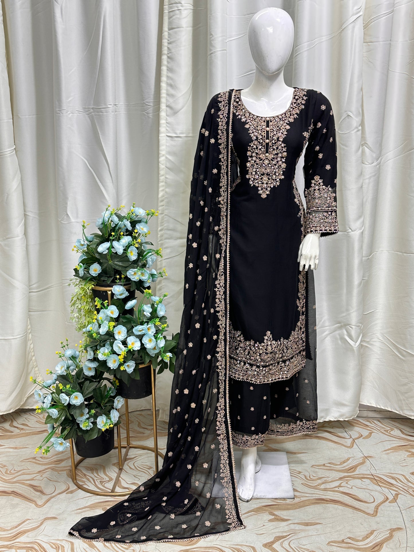 SG2266 Chiffon Palazzo Mother & Daugther Black