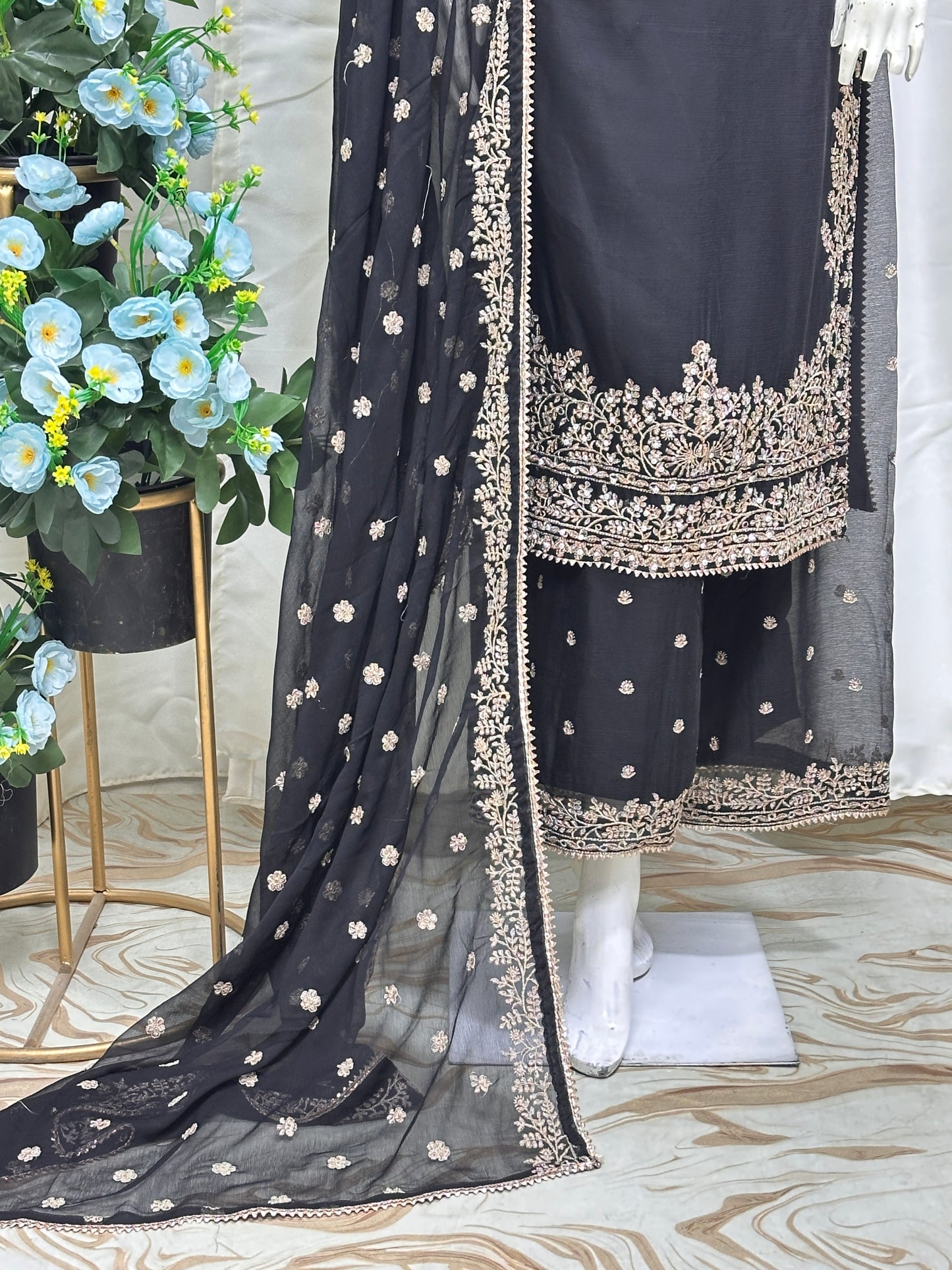 SG2266 Chiffon Palazzo Mother & Daugther Black
