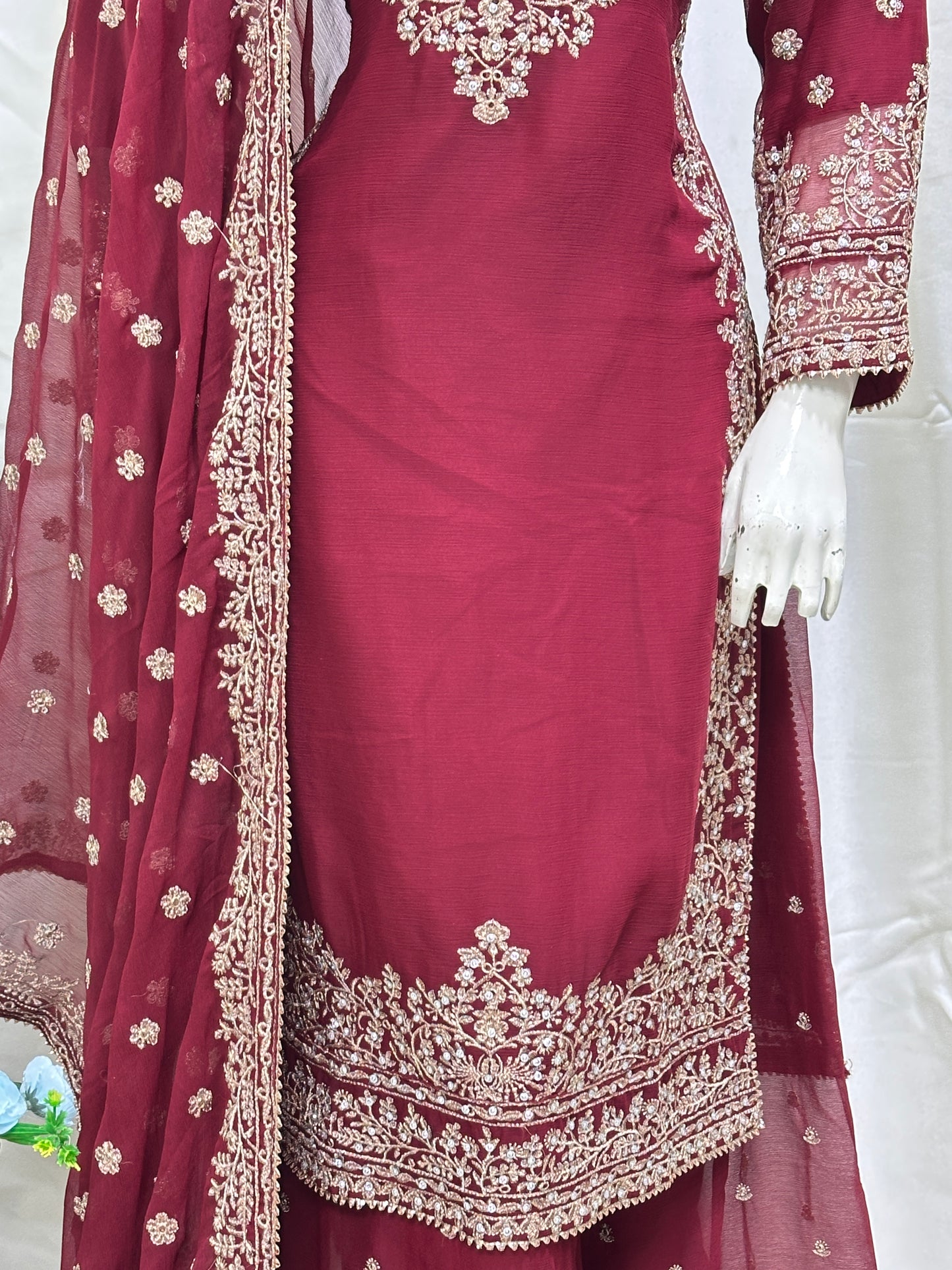 SG2266 Chiffon Palazzo Mehroon