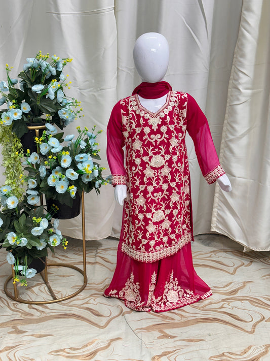 SG1846 Chiffon Mother & Daugther Shocking pink