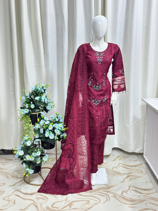 SG002 Organza Mehroon