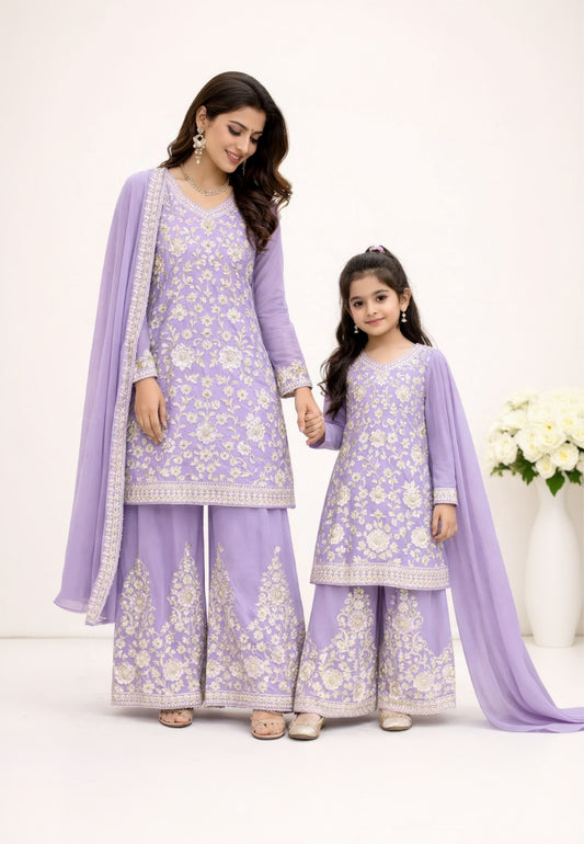 SG1846 Chiffon Mother & Daugther Ligth Purple