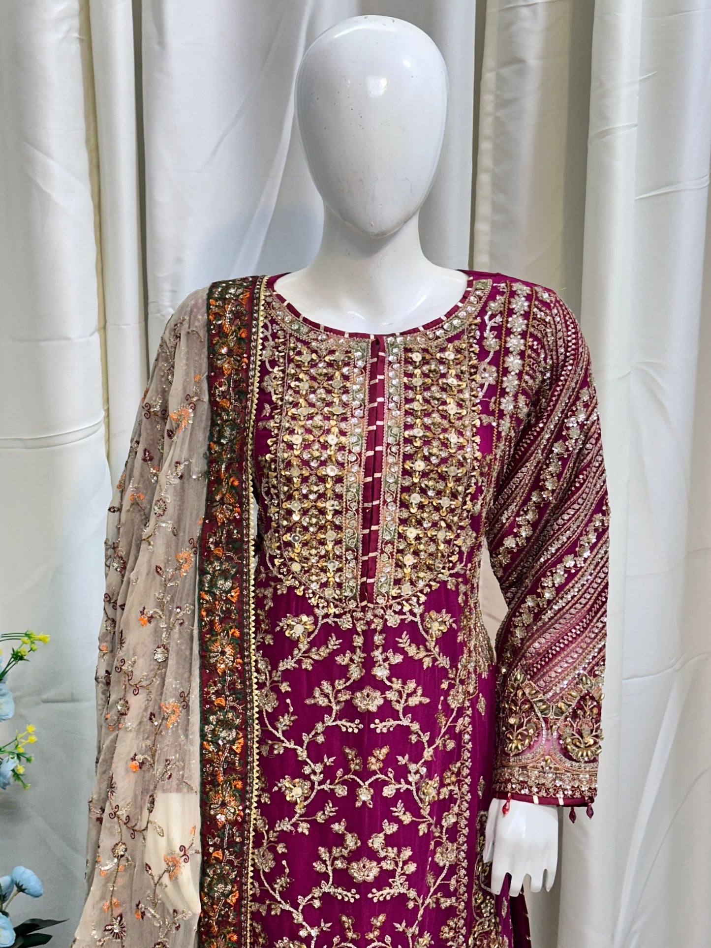 SJ3583 Chiffon Mehroon