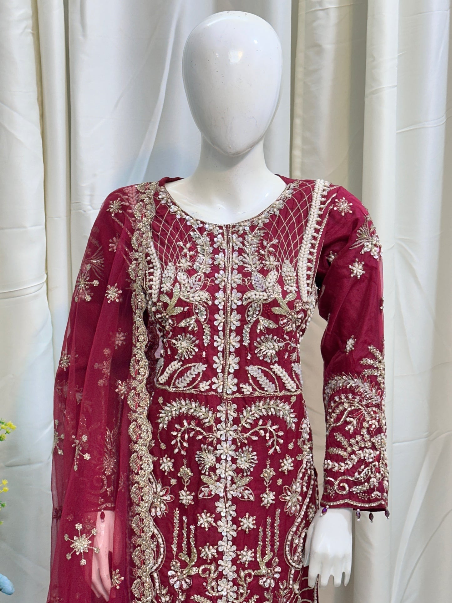 SJ3615 Organza Mehroon