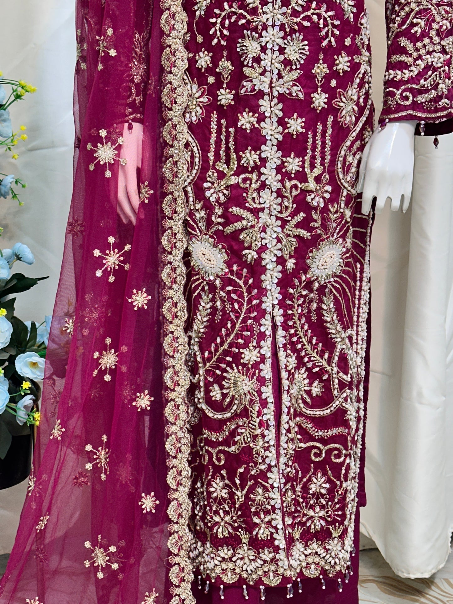 SJ3615 Organza Mehroon