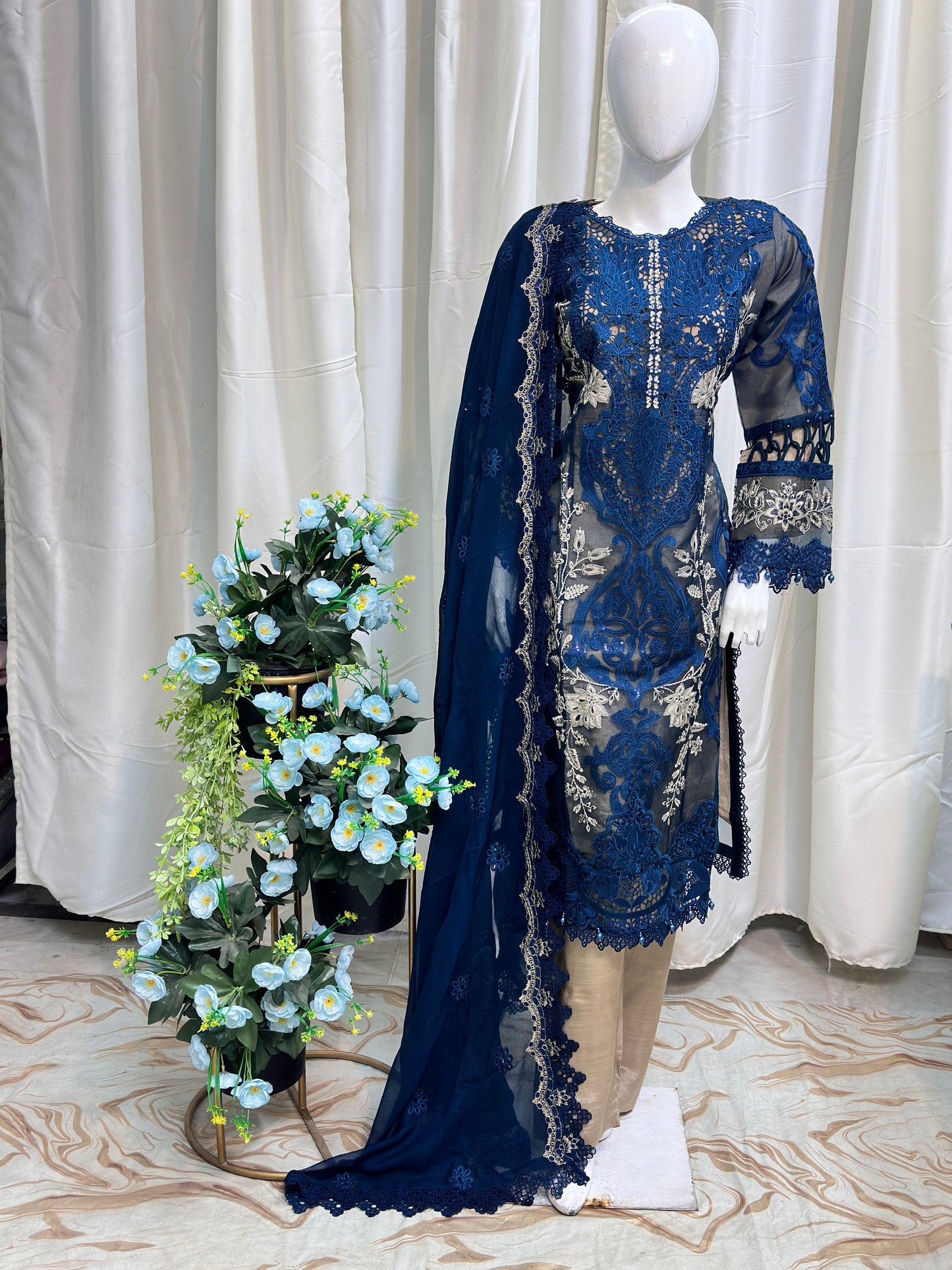 B1820 Maria B. Organza Blue